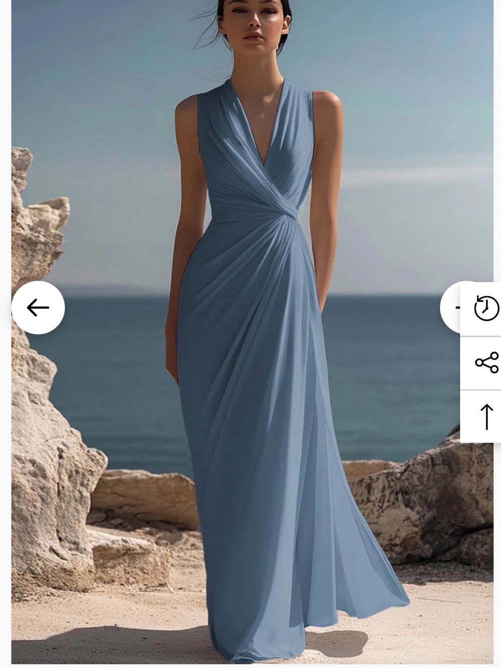 Elegant Sleeveless Chiffon Twist-Waist Maxi Dress - Dusty Blue